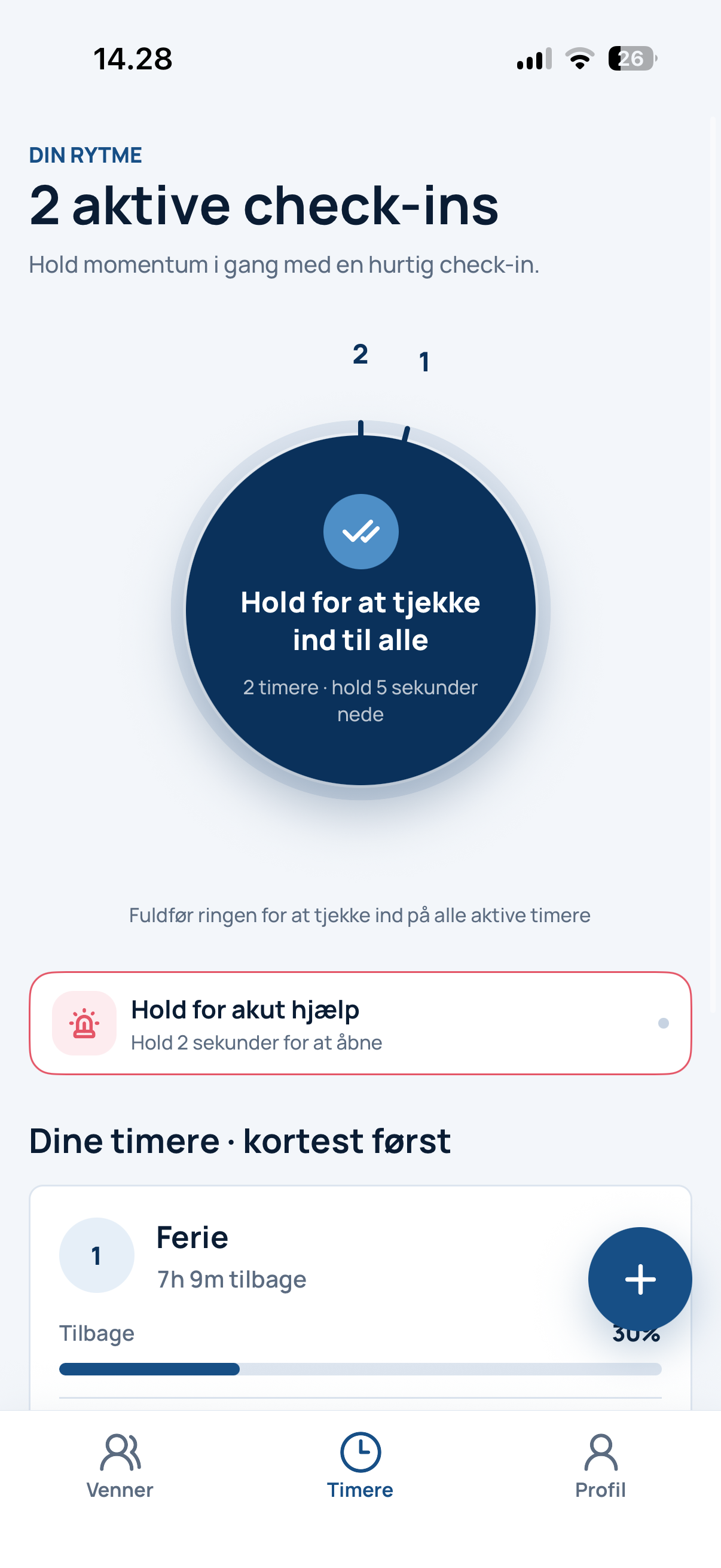 Active timers overview